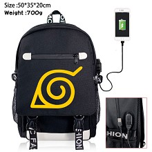 Naruto anime USB charging laptop backpack school b...