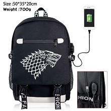  Game of Thrones USB charging laptop backpack school bag 