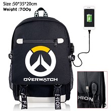 Overwatch game USB charging laptop backpack school...