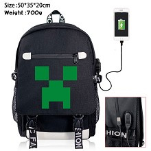 Minecraft game USB charging laptop backpack school...
