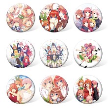 Gotoubun no hanayome brooches pins set(9pcs a set)