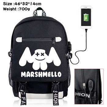 DJ Marshmello star USB charging laptop backpack school bag