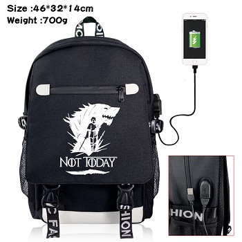  Game of Thrones USB charging laptop backpack school bag 