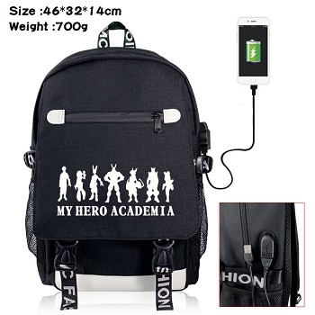 My Hero Academia anime USB charging laptop backpack school bag