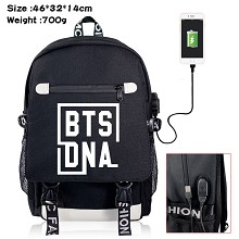  BTS star USB charging laptop backpack school bag 