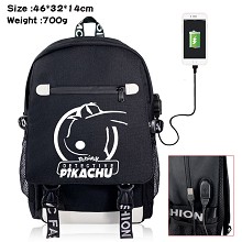 Pokemon Detective Pikachu movie USB charging laptop backpack school bag