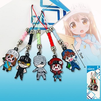 Hataraku Saibou Cells At Work anime phone straps set(5pcs a set)