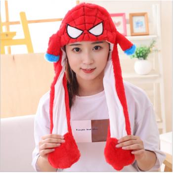 Spider Man Plush Hat Ear Shape Can Move Cap Plush Gift Dance Toy Velvet