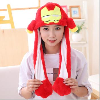 Iron Man Plush Hat Ear Shape Can Move Cap Plush Gift Dance Toy Velvet