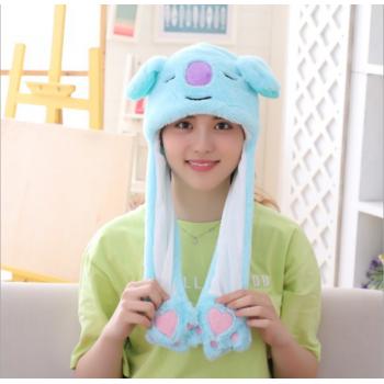 BTS KOYA Plush Hat Ear Shape Can Move Cap Plush Gift Dance Toy Velvet