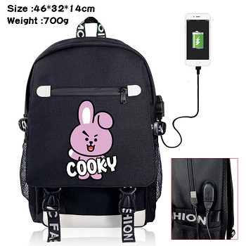 BTS star USB charging laptop backpack school bag