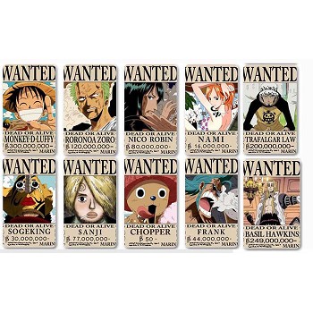 One Piece wanted anime stickers set(5set)
