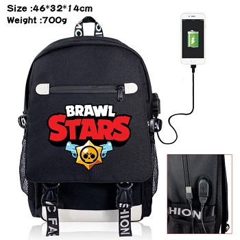 Brawl Stars game USB charging laptop backpack school bag