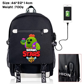 Brawl Stars game USB charging laptop backpack school bag