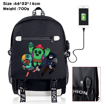 Brawl Stars game USB charging laptop backpack school bag