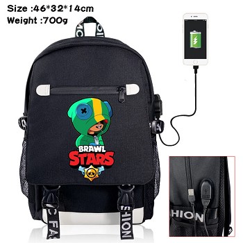 Brawl Stars game USB charging laptop backpack school bag