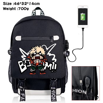  My Hero Academia anime USB charging laptop backpack school bag 