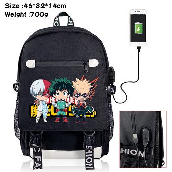  My Hero Academia anime USB charging laptop backpack school bag 