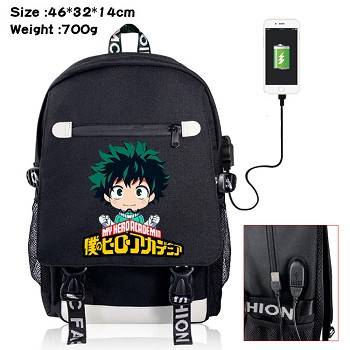  My Hero Academia anime USB charging laptop backpack school bag 