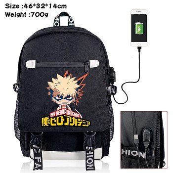  My Hero Academia anime USB charging laptop backpack school bag 