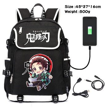 Demon Slayer anime USB charging laptop backpack school bag