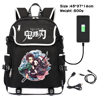 Demon Slayer anime USB charging laptop backpack school bag