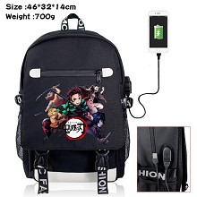 Demon Slayer anime USB charging laptop backpack sc...