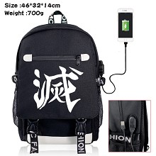 Demon Slayer anime USB charging laptop backpack school bag