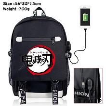 Demon Slayer anime USB charging laptop backpack school bag