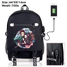 Demon Slayer anime USB charging laptop backpack sc...