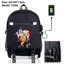 Demon Slayer anime USB charging laptop backpack sc...