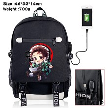 Demon Slayer anime USB charging laptop backpack school bag