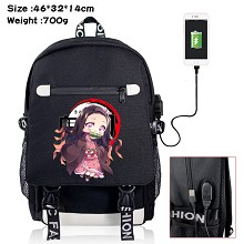 Demon Slayer anime USB charging laptop backpack school bag