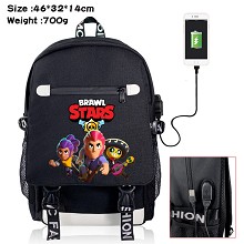 Brawl Stars game USB charging laptop backpack school bag