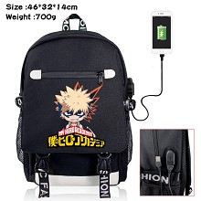 My Hero Academia anime USB charging laptop backpac...