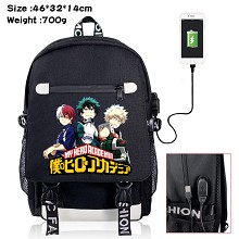 My Hero Academia anime USB charging laptop backpack school bag