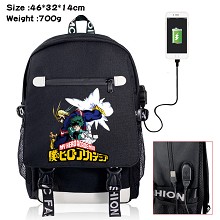 My Hero Academia anime USB charging laptop backpac...