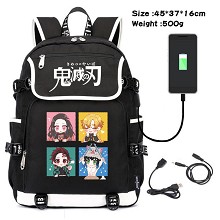 Demon Slayer anime USB charging laptop backpack sc...