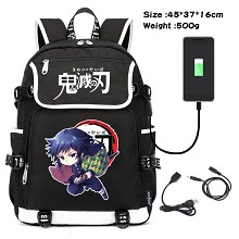 Demon Slayer anime USB charging laptop backpack sc...