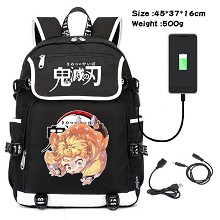 Demon Slayer anime USB charging laptop backpack sc...
