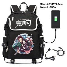 Demon Slayer anime USB charging laptop backpack school bag