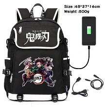 Demon Slayer anime USB charging laptop backpack sc...