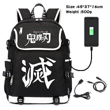 Demon Slayer anime USB charging laptop backpack sc...