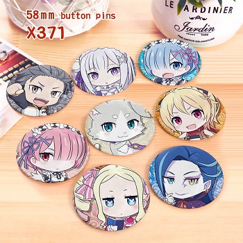 Re:Life in a different world from zero anime brooches pins set(8pcs a set)