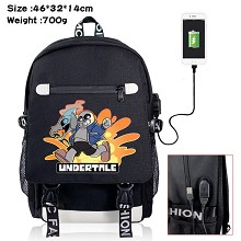 Undertale game USB charging laptop backpack school...