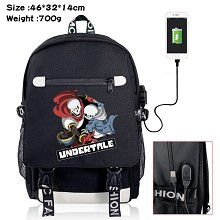 Undertale game USB charging laptop backpack school...