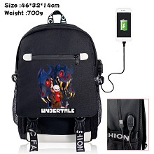 Undertale game USB charging laptop backpack school...