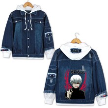  Tokyo ghoul anime fake two pieces denim jacket hoodie cloth 