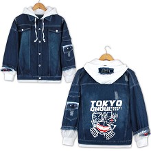 Tokyo ghoul anime fake two pieces denim jacket hoo...