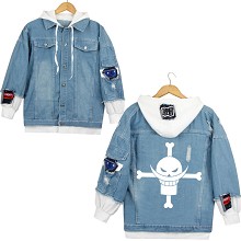 Tokyo ghoul anime fake two pieces denim jacket hoo...